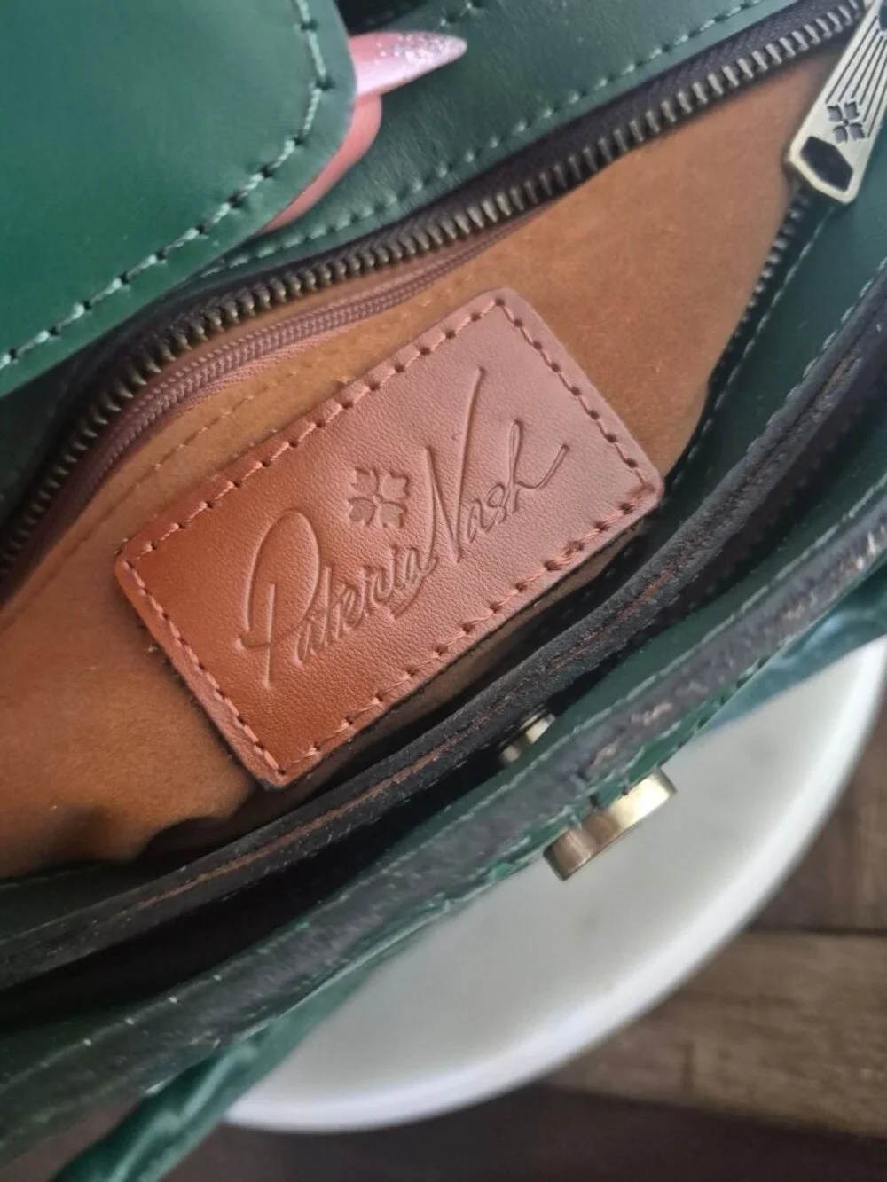 Patricia Nash Rienzo Soft Green Embossed Leather Handbag